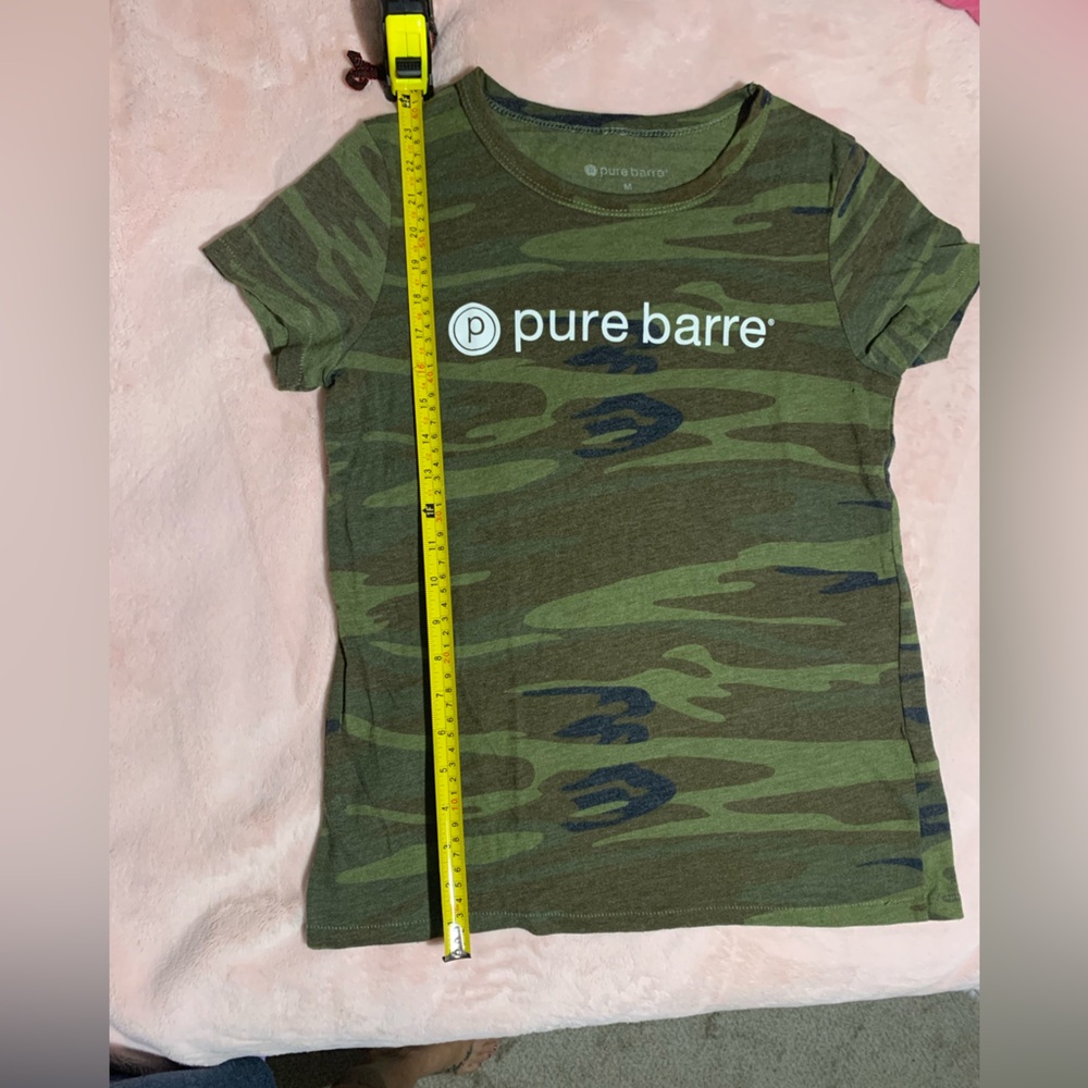 Pure Barre Green Camouflage Short Sleeve Tee